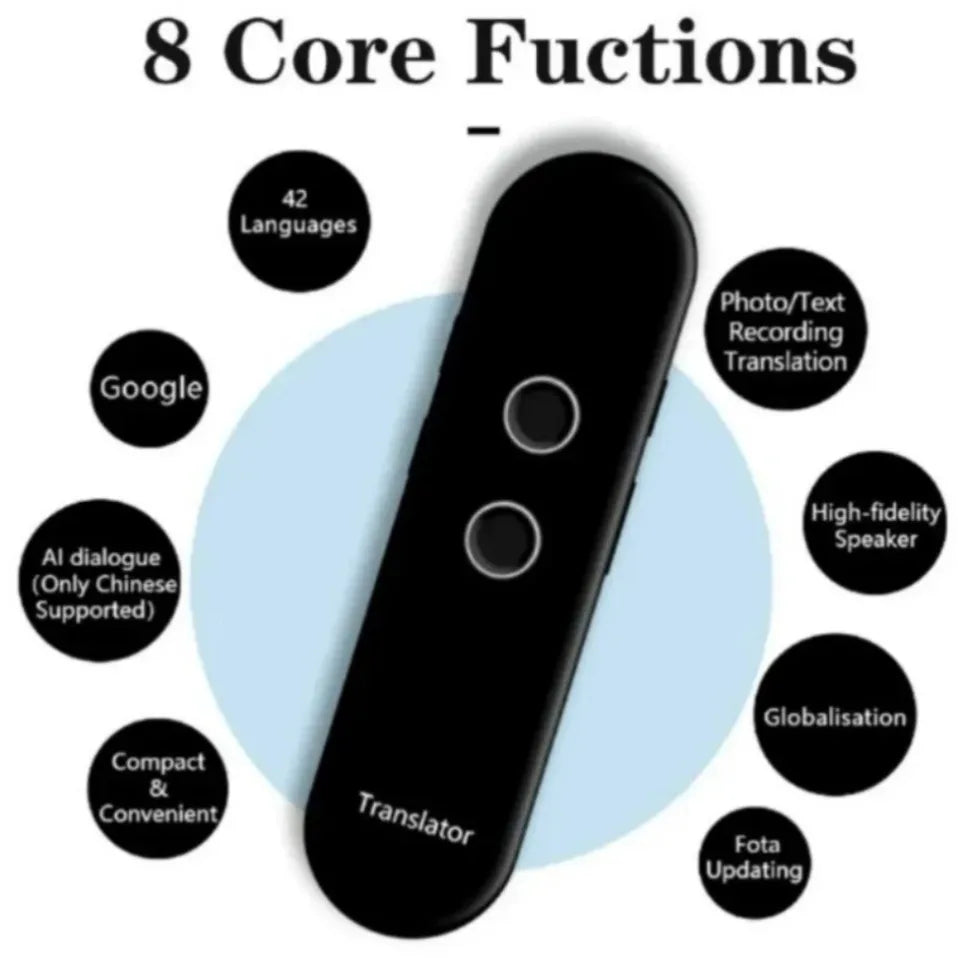 Mini T4 AI Translator Smart Pen Inalámbrico, 40 Idiomas, Compatible con Bluetooth, Portátil, Traducción de Voz Instantánea Bidireccional en Tiempo Real