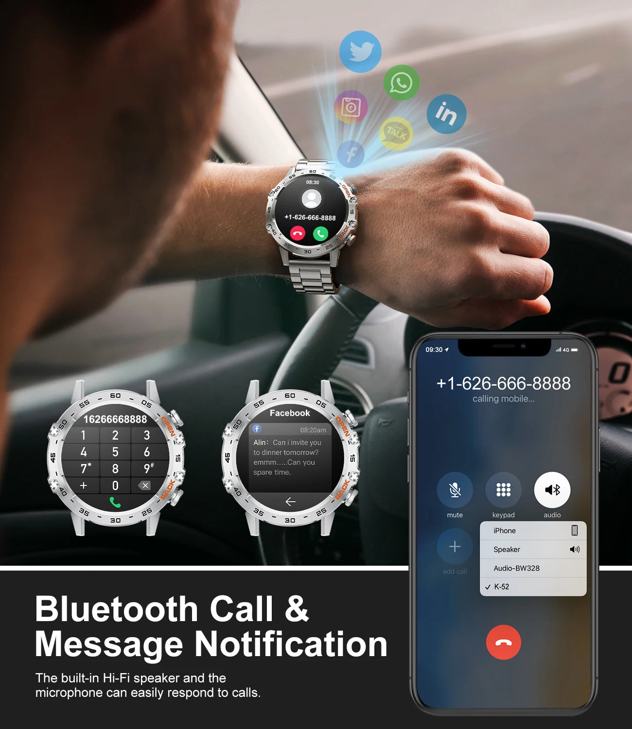 LIGE Reloj Inteligente Ritmo Cardíaco Bluetooth