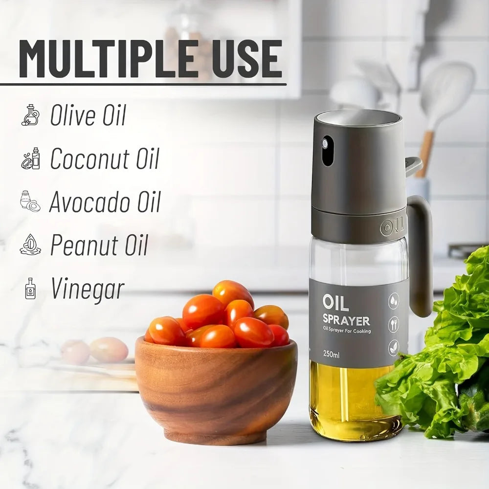 Pulverizador de aceite de 250ML, vidrio de alto borosilicato sin BPA, señor de aceite de cocina, pulverizador de aceite de oliva para freidora de aire, ensalada, barbacoa, utensilio de cocina