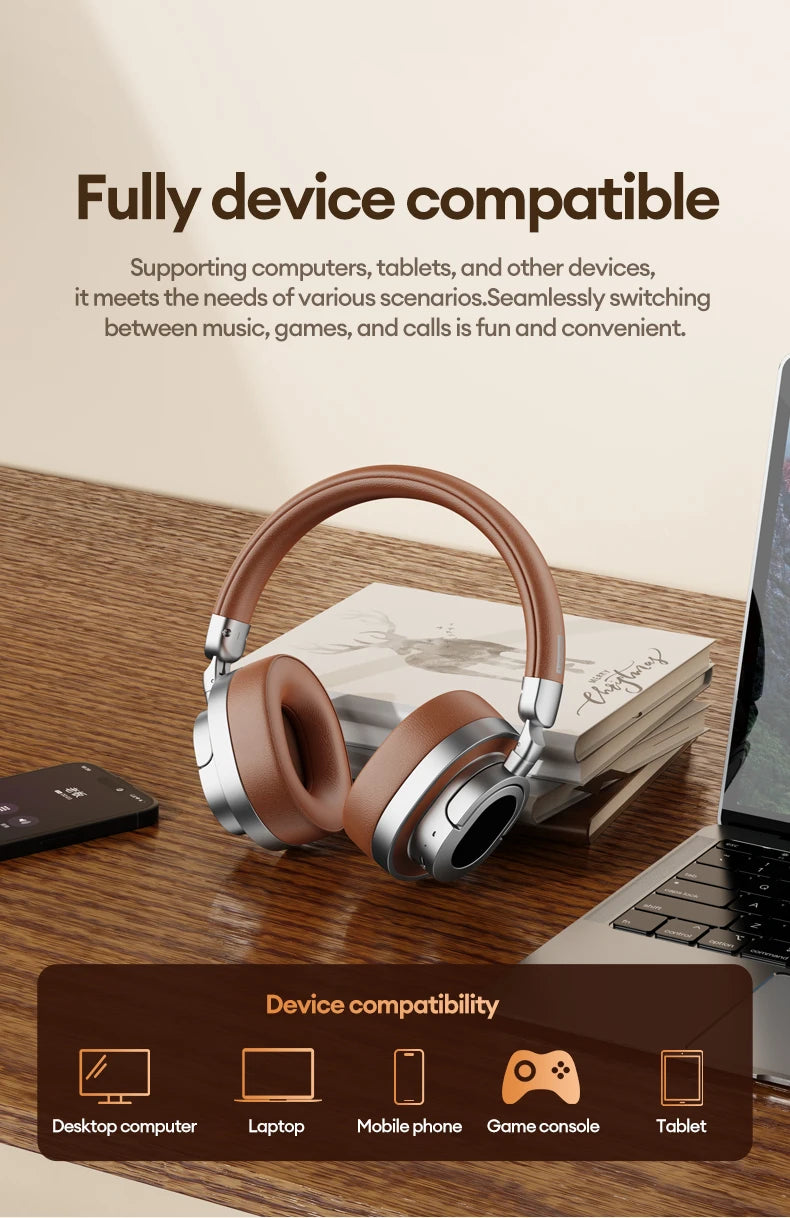 Lenovo LE602 Bluetooth 6,0 auriculares supraaurales sonido estéreo HiFi auriculares de música de moda ENC HD llamada auriculares inalámbricos con cable