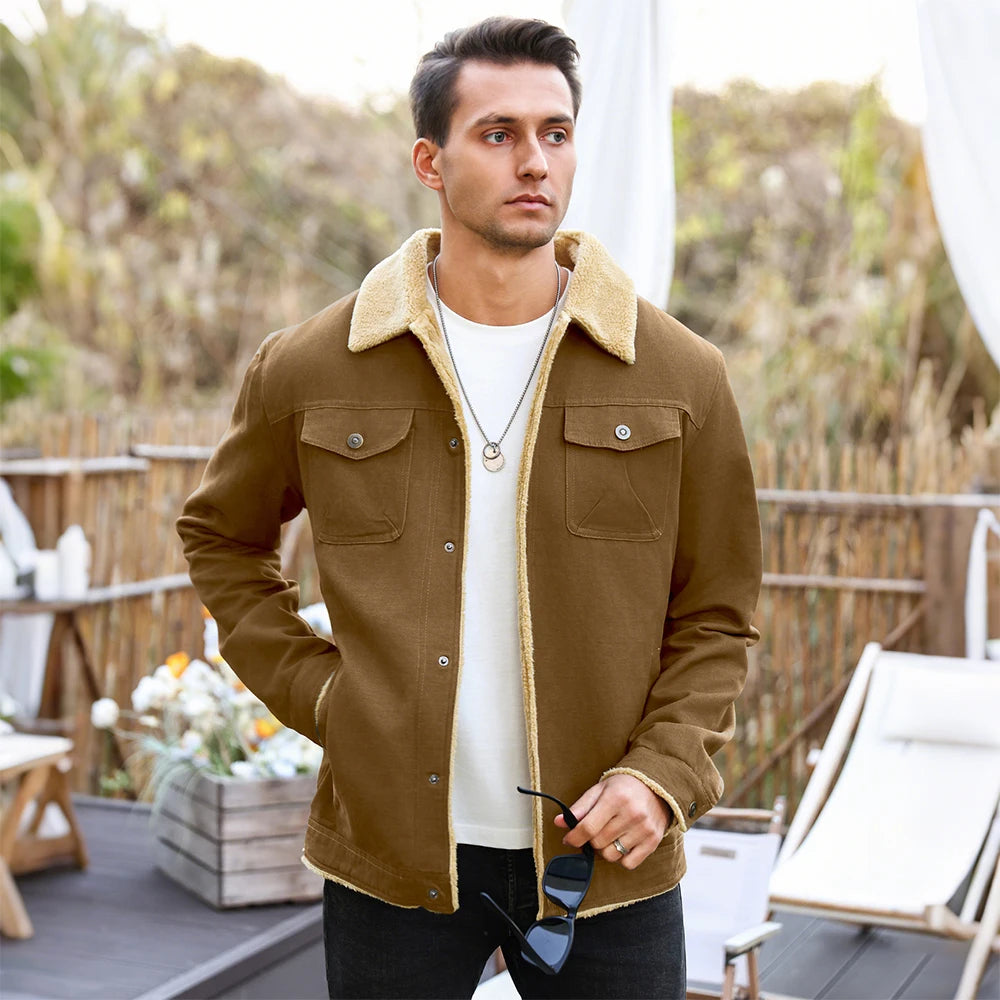 Parka de Invierno para Hombre con Forro Polar y Bolsillos