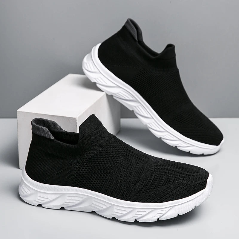 Zapatos informales transpirables para hombre, zapatos vulcanizados sin cordones, zapatillas informales ligeras para hombre, zapatos planos antideslizantes suaves, mocasines para exteriores