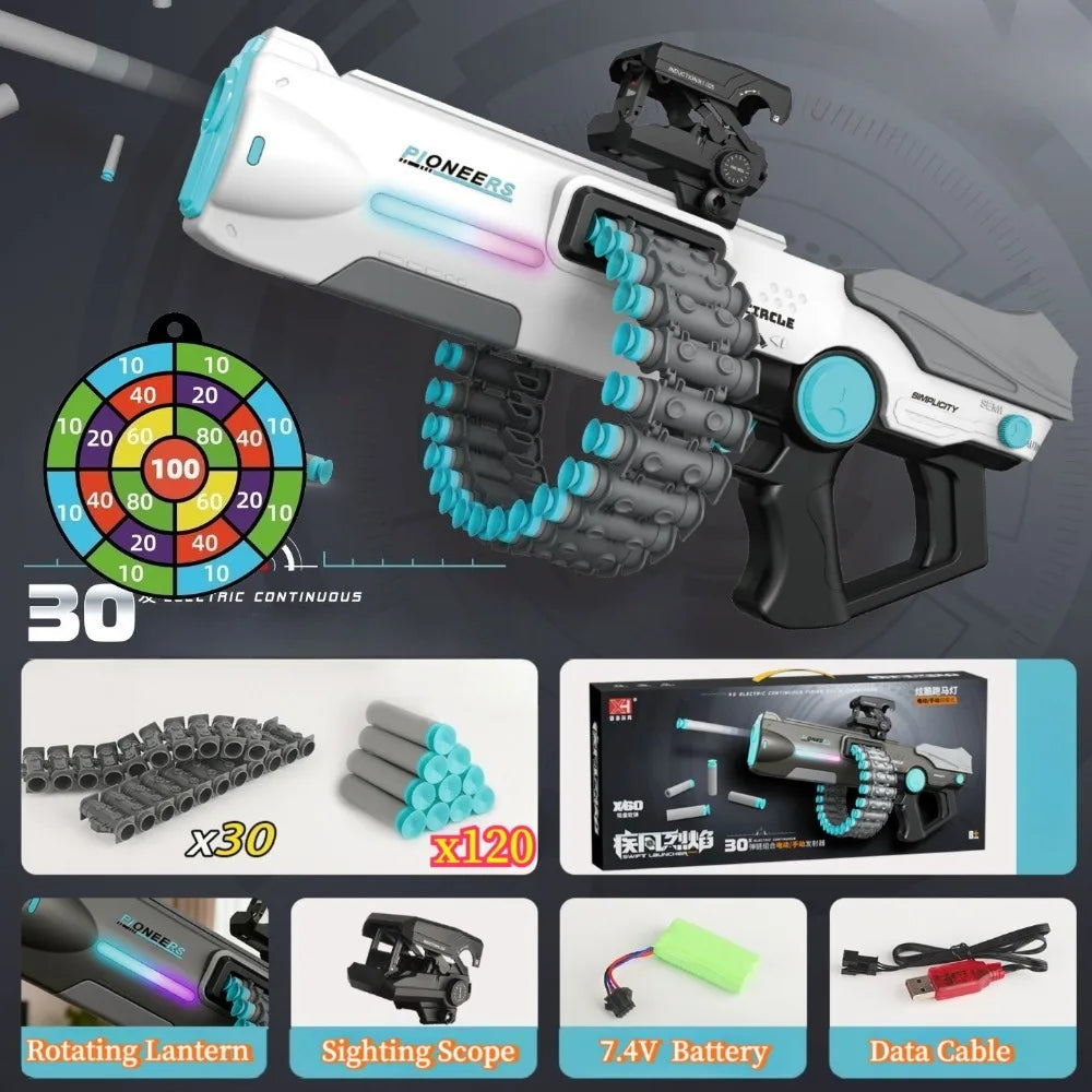 Pistola de Juguete de Doble Modo Eléctrico y Manual con Balas Suaves, Lanzador de Dardos de Espuma, Juguete para Exteriores, Regalo de Cumpleaños Ideal para Niños
