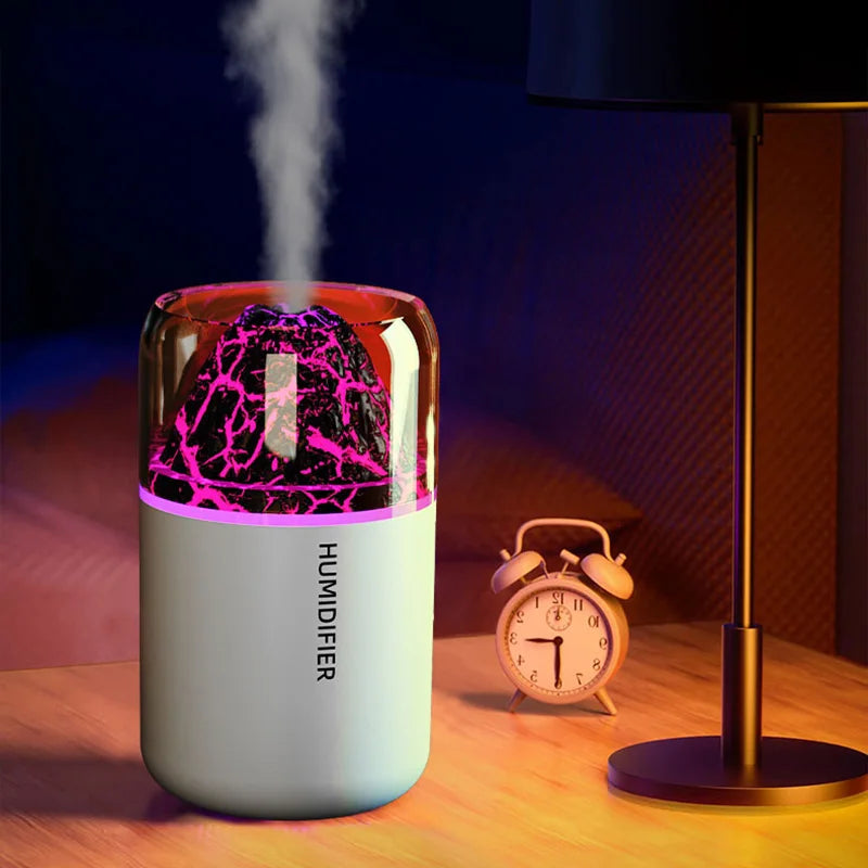 Mini Humidificador Volcán con Luz de Ambiente