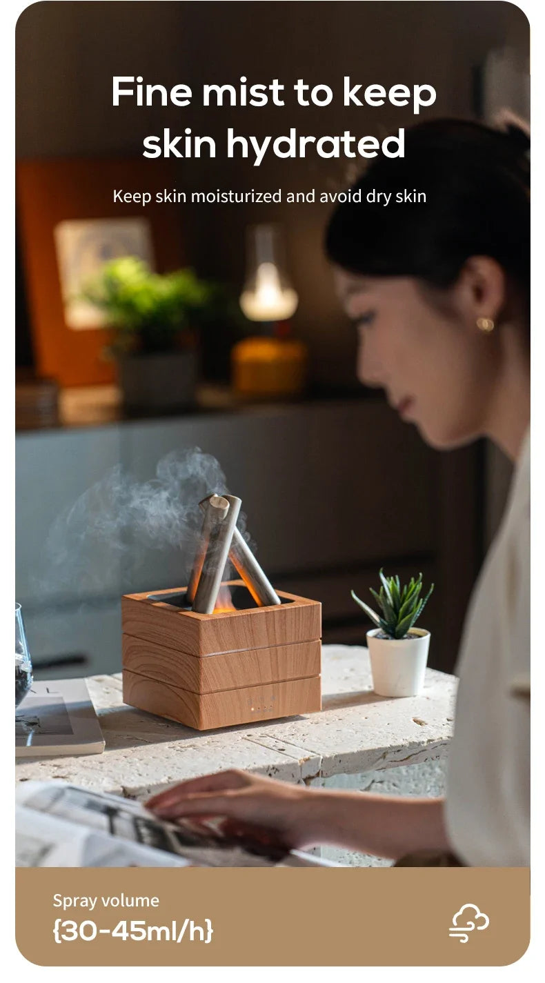 Difusor de Aroma de llama de 280ml, humidificador de aire USB, luz de ambiente colorida y Control remoto, difusor de Aroma de aceite esencial de hoguera