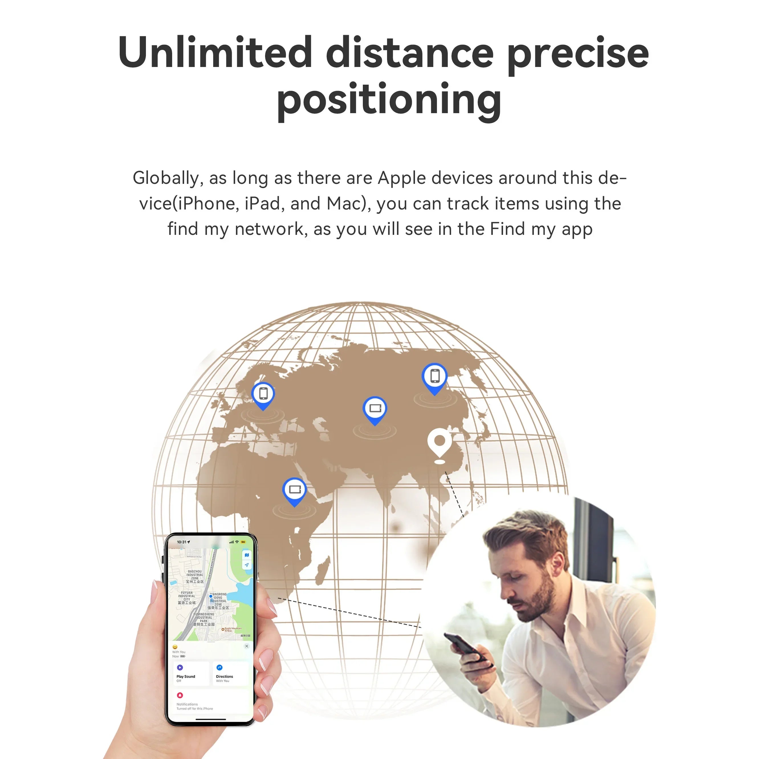Rastreador Bluetooth Antipérdida compatible con Apple Find My
