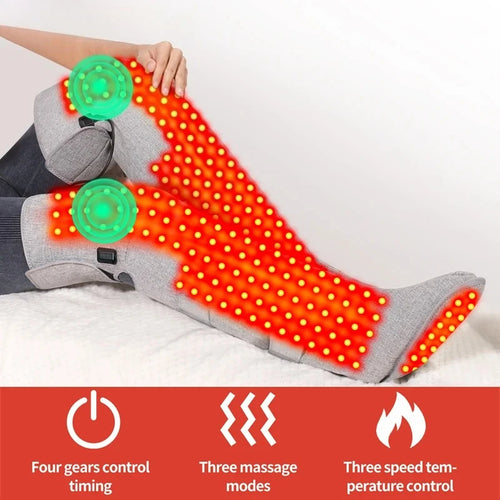 Botas Eléctricas con Calor y Luz Roja, 3 Niveles de Calor, Masaje, Calidez Invernal - Relajación Muscular, Comodidad, Cuidado de las Piernas para Personas Mayores y Entusiastas del Fitness