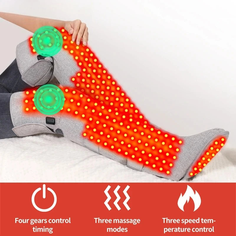 Botas Eléctricas con Calor y Luz Roja, 3 Niveles de Calor, Masaje, Calidez Invernal - Relajación Muscular, Comodidad, Cuidado de las Piernas para Personas Mayores y Entusiastas del Fitness