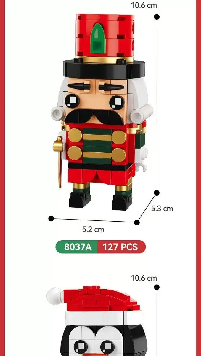 493 Uds. Juego de regalo de juguete de bloques de construcción de Navidad, ensamblaje de modelo de pingüino BrickHeadz de Papá Noel, adornos navideños para niños