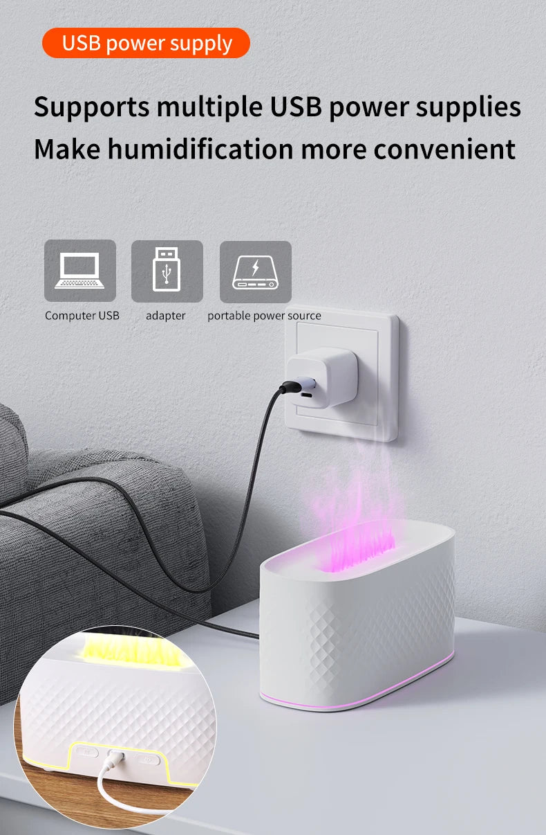 Nueva lámpara de ambiente colorida USB, máquina de aromaterapia de escritorio para el hogar y la Oficina, humidificador creativo de llama con grietas, pulverizador de atomización de aire