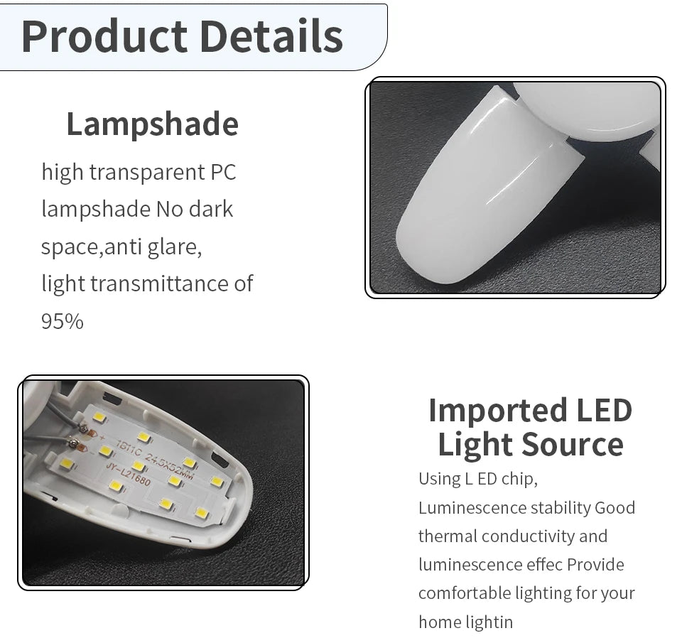 Bombilla LED Plegable E27 para el Hogar y Garaje