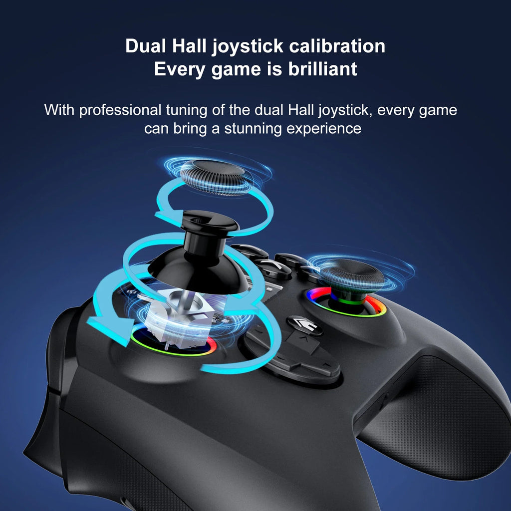 GAMINJA 6162 controlador inalámbrico de pantalla inteligente de 1,44 pulgadas para Switch P4 iOS Android PC TV doble Hall Joystick calibración luz RGB