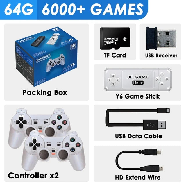 Consola de juegos Retro BOYHOM Y6, 4K, 60fps, salida HDMI, baja latencia, GD10, TV Game Stick, consola de juegos portátil para el hogar con doble mango para GBA