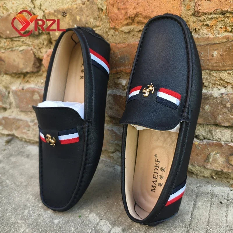 YRZL Mocasines blancos Mocasines de cuero PU negro para hombre Mocasines casuales sin cordones Hombres Mocasines cómodos Zapatos de conducción para hombres