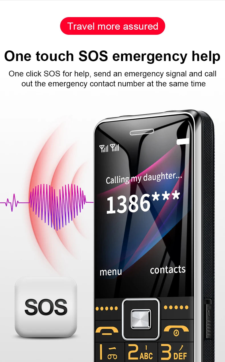 Teléfono GSM 2G BAR G600, tarjeta SIM Dual, batería de 6800mAh, tecla grande SOS, pantalla de 2,4 pulgadas, teléfono móvil para ancianos y mujeres, reccodificador de MP3