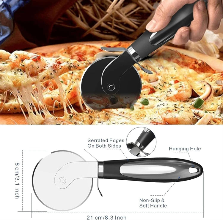 Cortador de Pizza Premium, rueda cortadora de Pizza de acero inoxidable, rebanador de Pizza súper afilado con mango antideslizante, utensilios de cocina JT542