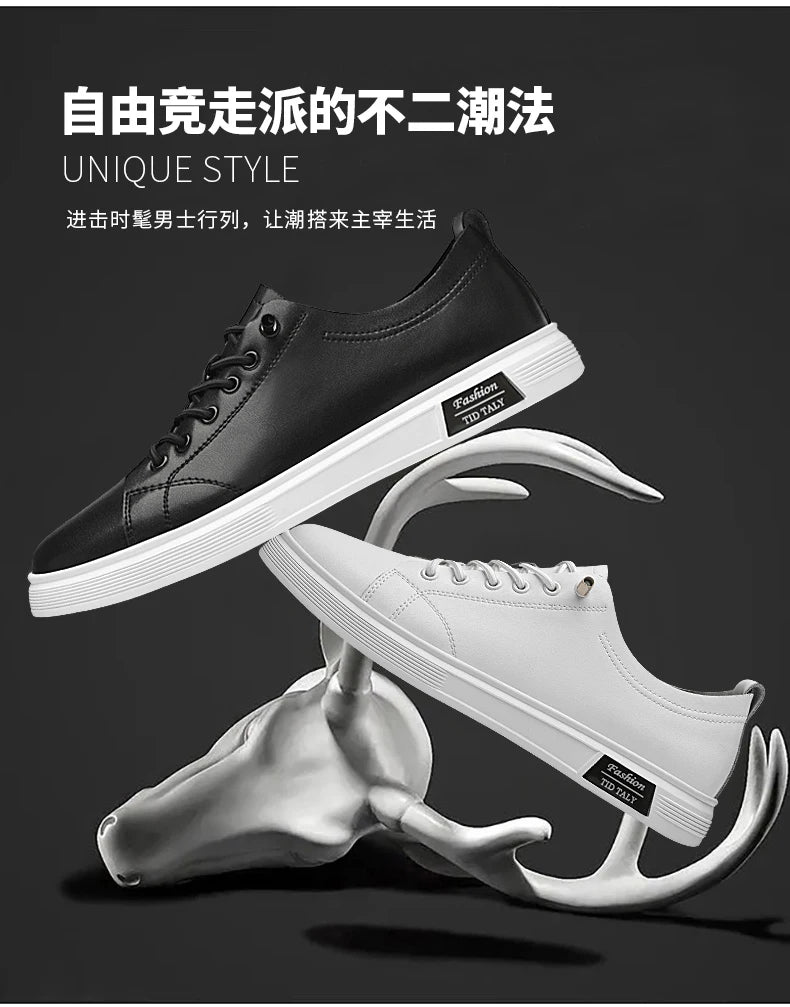Zapatos casuales, zapatos deportivos de piel de vaca, zapatos planos, zapatos casuales clásicos para hombres, nuevos estilos de primavera y otoño, zapatos casuales de moda