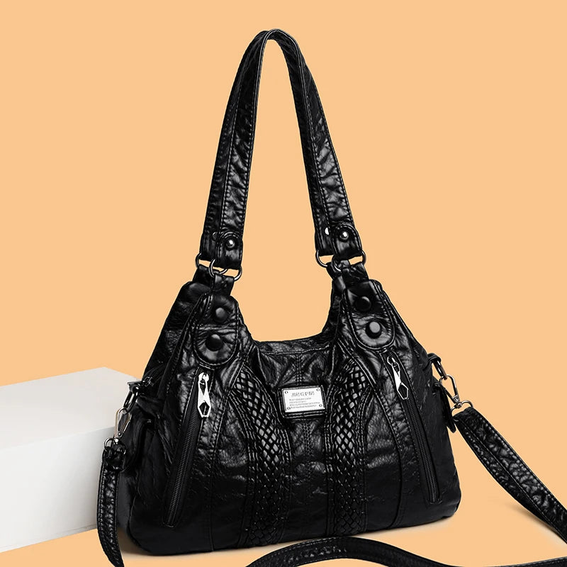 Bolso cruzado retro para mujer, bolso de hombro convertible de gran capacidad y bolso, piel sintética con cremallera, adecuado para da