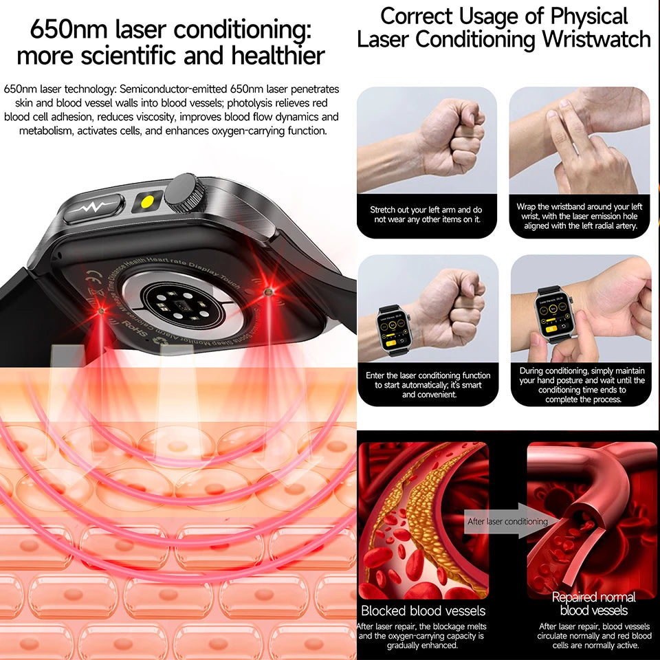 Reloj Inteligente Terapia Láser ECG Salud