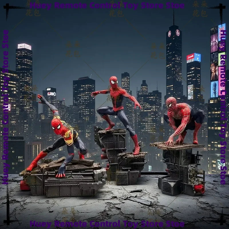 Juego de 3 figuras de acción de Spider-Man, estatuas de modelos coleccionables de Marvel para decoración de escritorio, regalo para fanáticos y coleccionistas