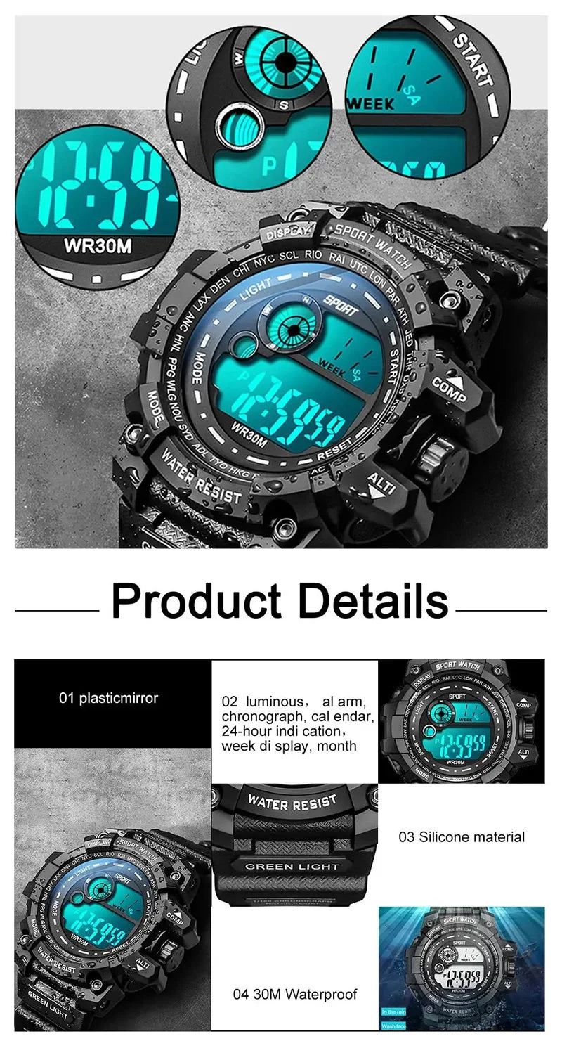 Reloj Digital LED MAYZHISU Deportivo Resistente al Agua
