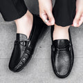 Mocasines de cuero genuino sin cordones para hombre, elaborados a mano