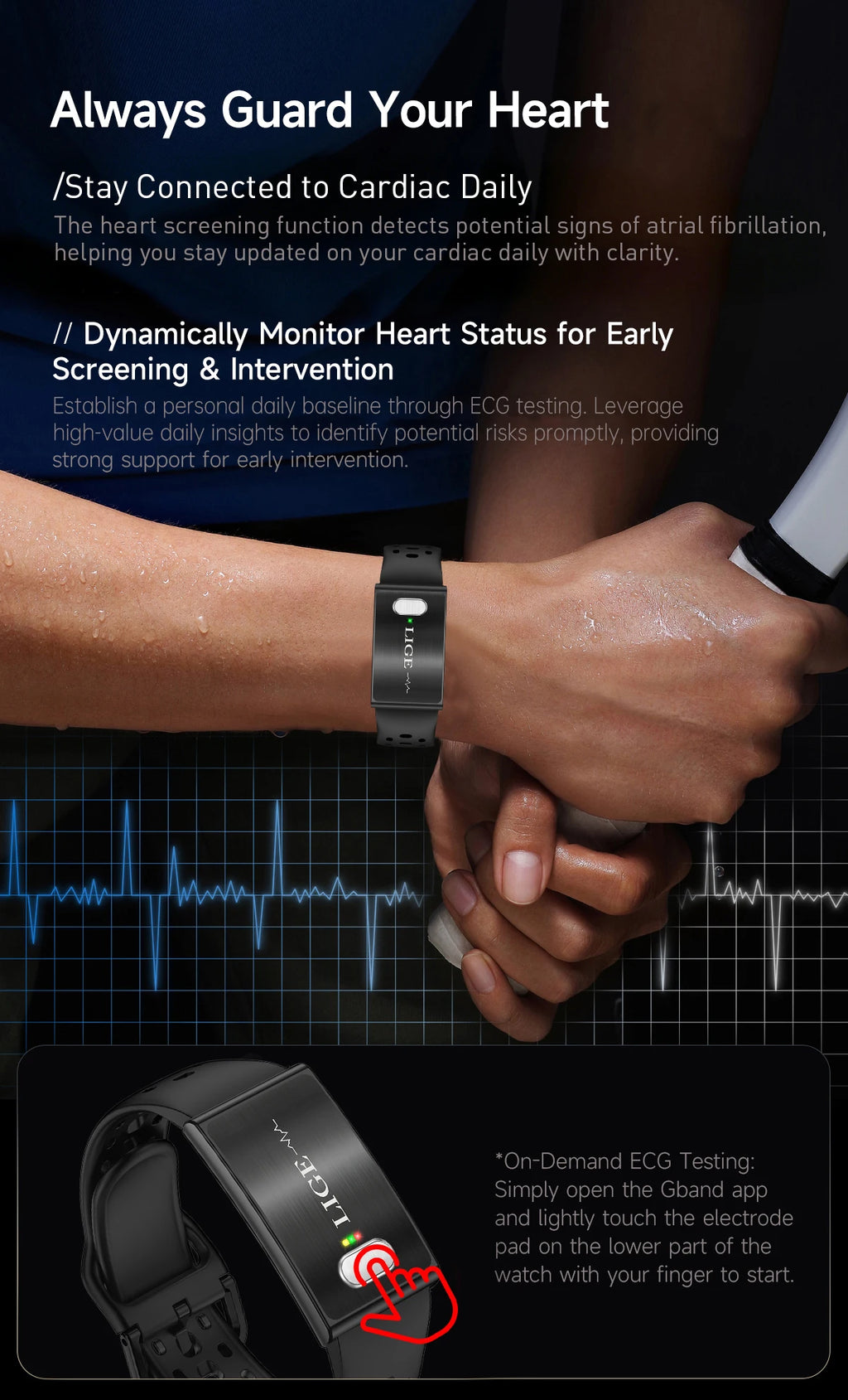 LIGE Pulsera Inteligente ECG+PPG Enfermería