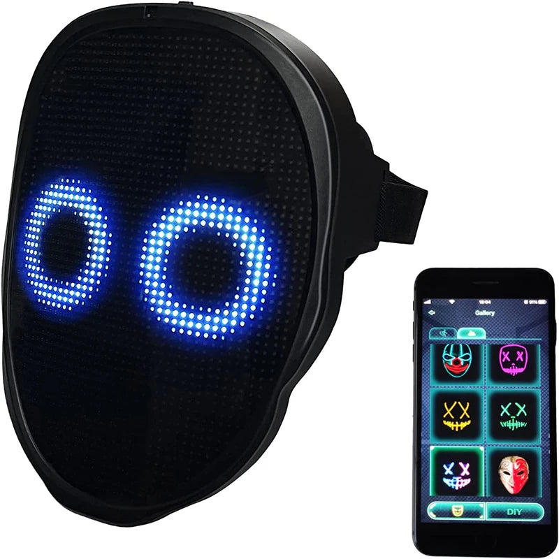 Máscara con luz LED para fiesta, detección de gestos, pantalla inteligente, máscaras faciales LED, programable, Control por aplicación Bluetooth, máscara transformadora