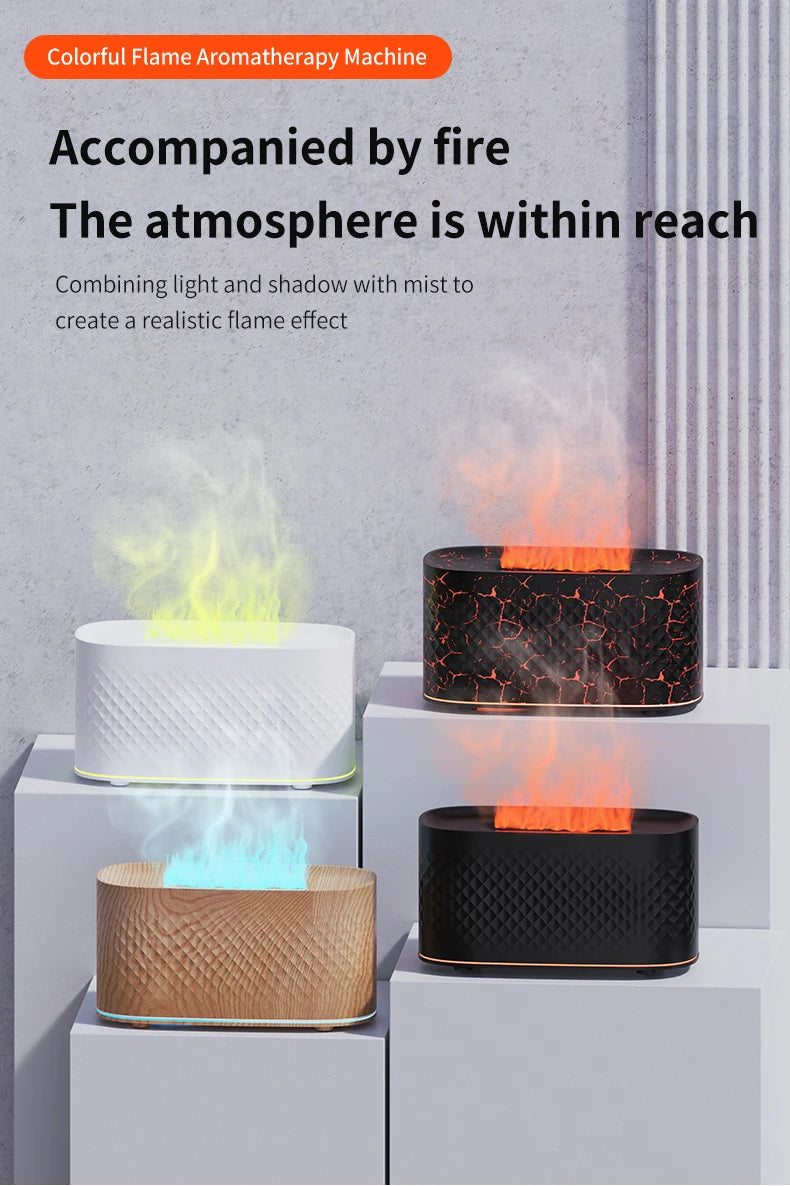 Nueva lámpara de ambiente colorida USB, máquina de aromaterapia de escritorio para el hogar y la Oficina, humidificador creativo de llama con grietas, pulverizador de atomización de aire