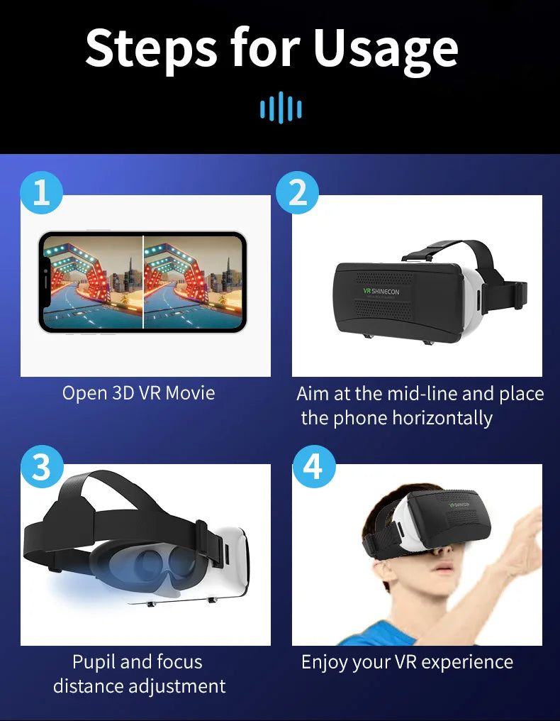 Gafas de Realidad Virtual 3D para Teléfono Móvil, Casco con Lentes para Smartphone, Dispositivo de Realidad Virtual, Visor para Celular