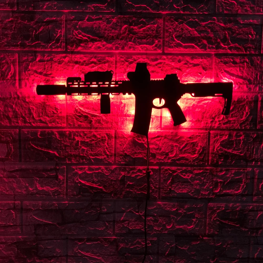 Lámpara de Pared LED 3D Pistola Luz Nocturna USB