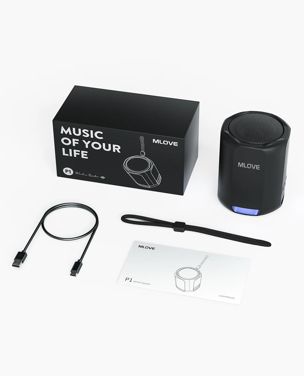 MLOVE Altavoz Bluetooth portátil, Bluetooth 5.3, luces RGB, sonido compacto de alta fidelidad, conectividad TWS