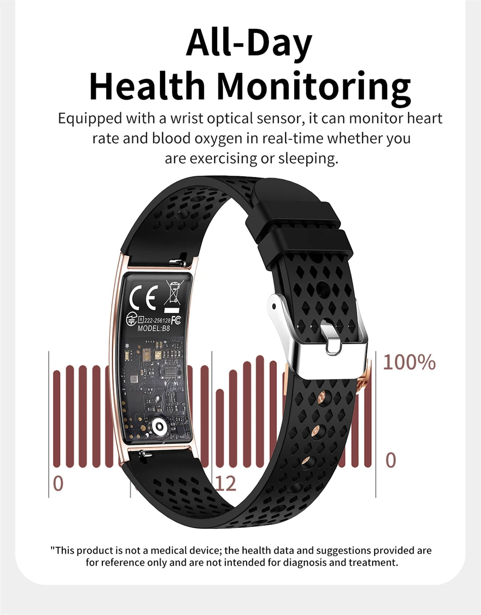 Pulsera Inteligente Deportiva Resistente al Agua IPX8 con Monitor de Salud