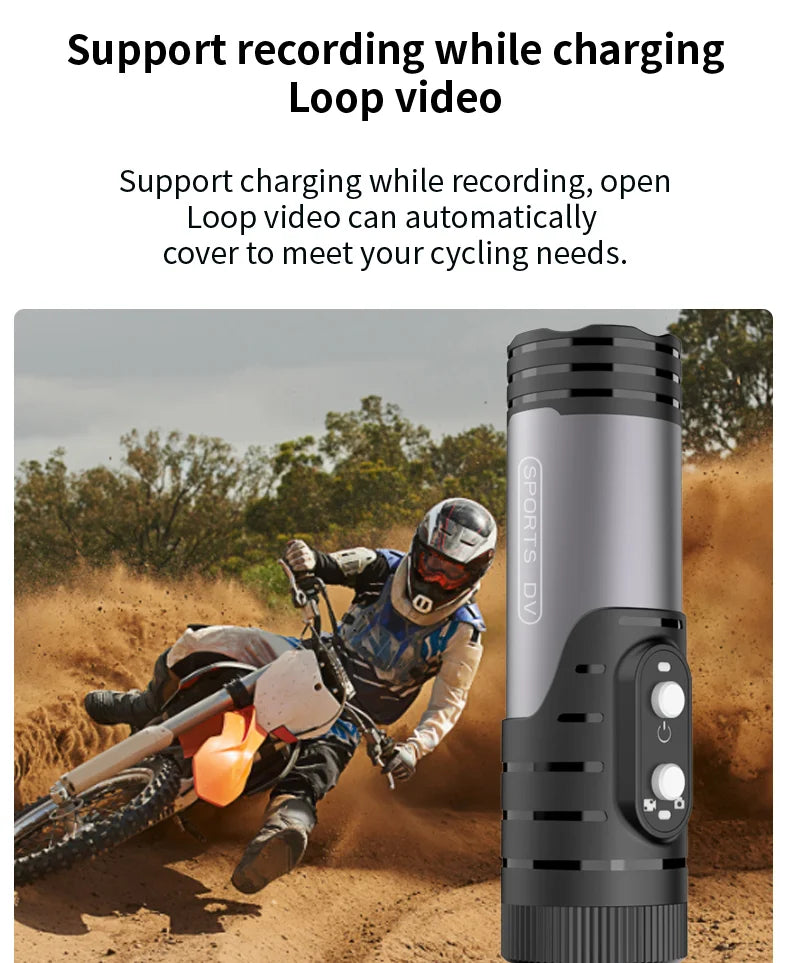Cámara de acción FHD 1080P WiFi para bicicleta y casco, impermeable IP66