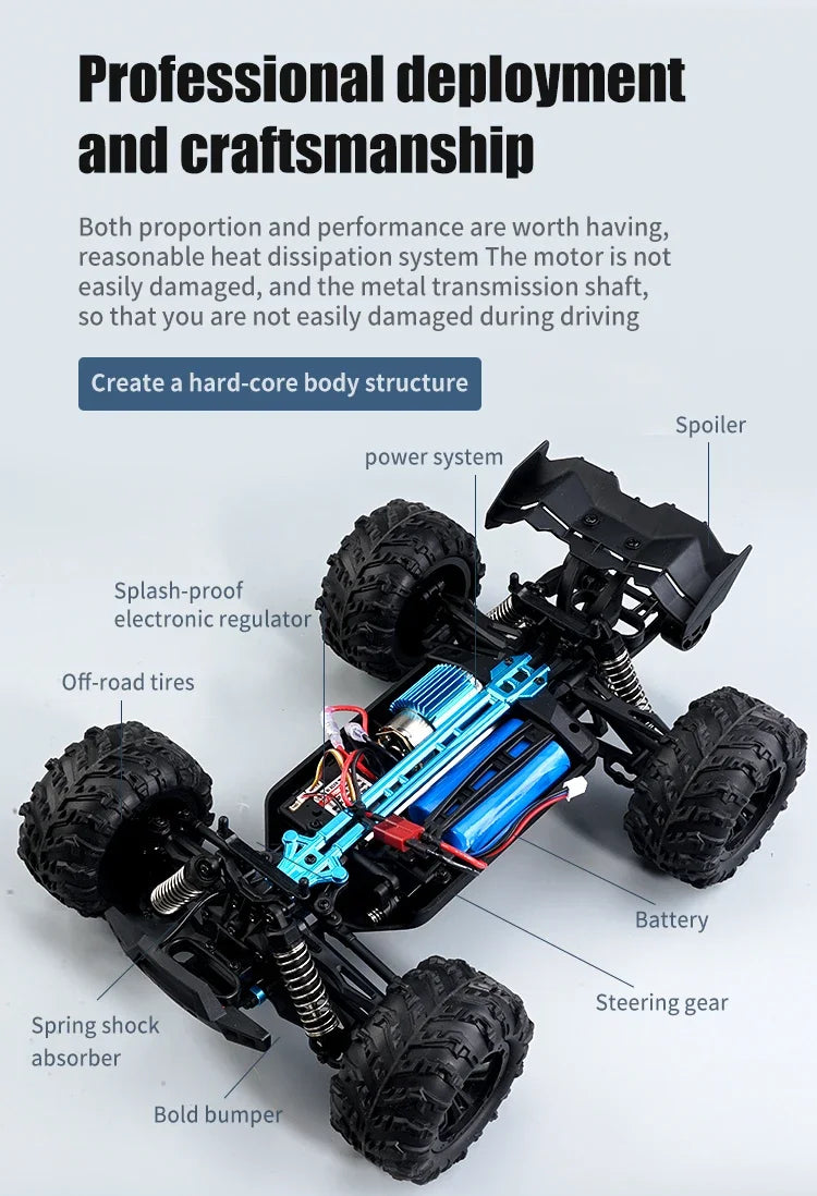 Coche RC MJX VS SCY 16101 16102 PRO 4WD 70Km/h 1/16 de Alta Velocidad, Monster Truck Todoterreno con Control Remoto, Vehículo Eléctrico