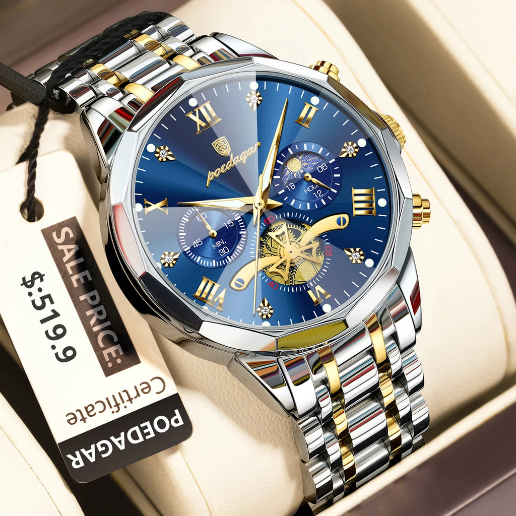 Reloj POEDAGAR de Lujo Cuarzo Acero Inoxidable