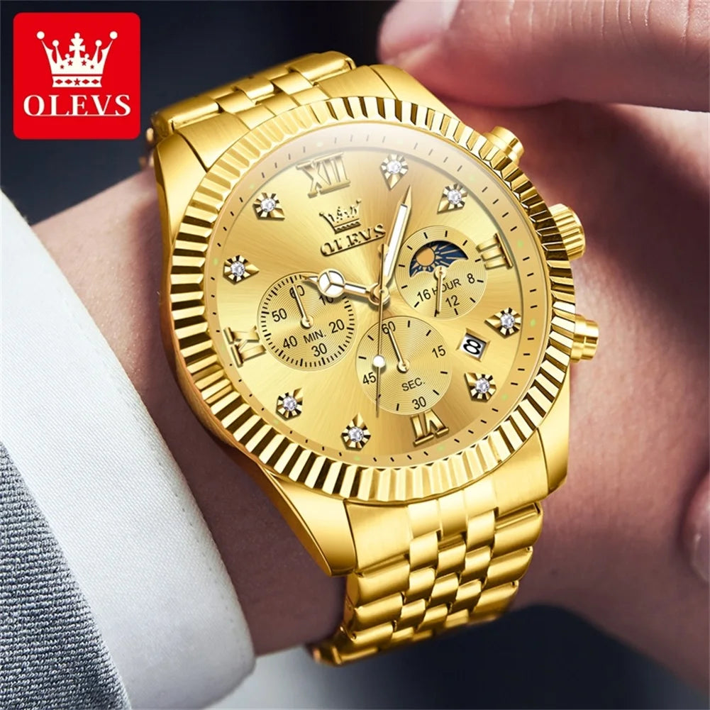 Reloj de Cuarzo OLEVS 2932 para Hombre con Cronógrafo y Diamantes