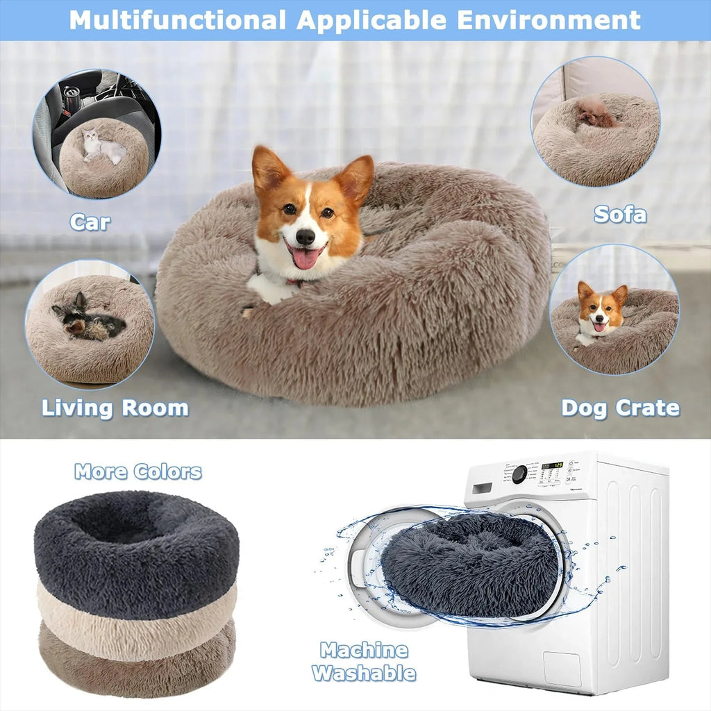 Cama Redonda de Felpa para Mascotas - Perros y Gatos