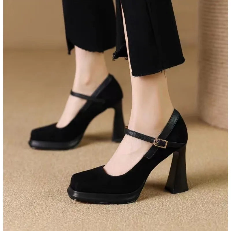 Zapatos de Tacón Alto con Plataforma para Mujer - Gamuza