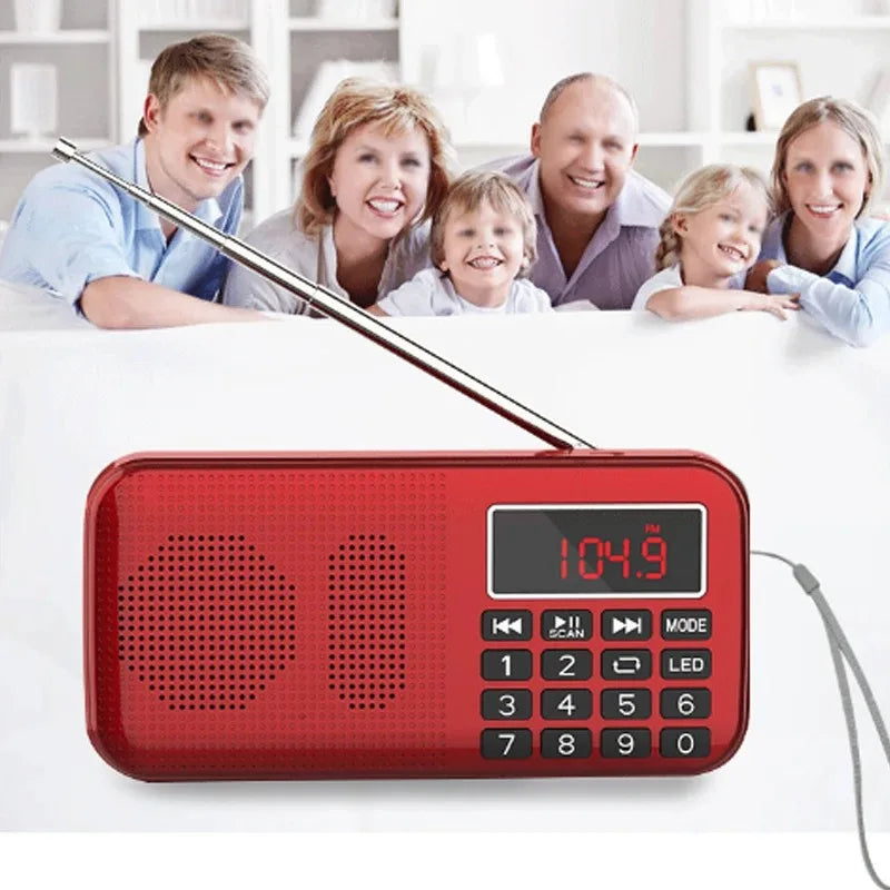 Radio FM Portátil Digital MP3 con Altavoz y Reproductor USB SD TF