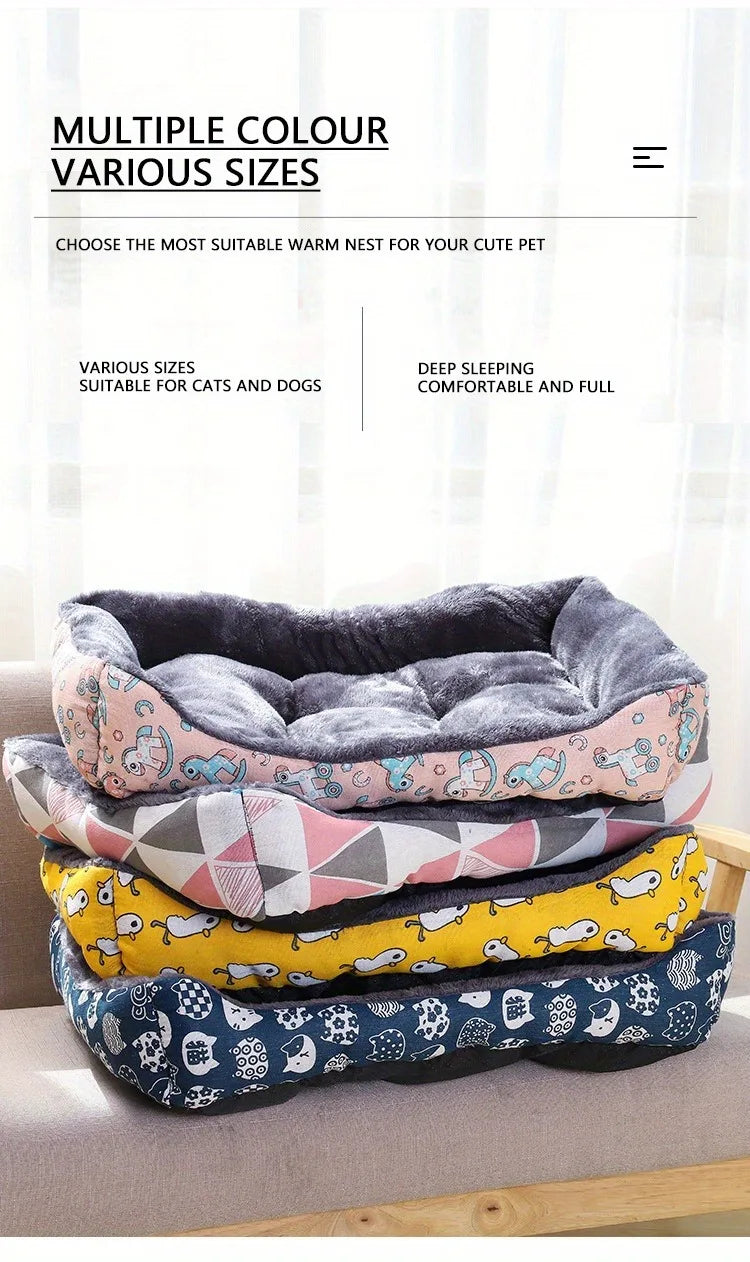 Cama Acolchada con Bordes para Perros y Gatos — Todos los Tamaños