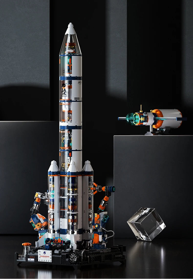 Serie de exploración espacial JAKI, modelo de ensamblaje de bloques de construcción de módulo de núcleo de súper cohete avanzado Dawn, juguete de regalo de cumpleaños para niño