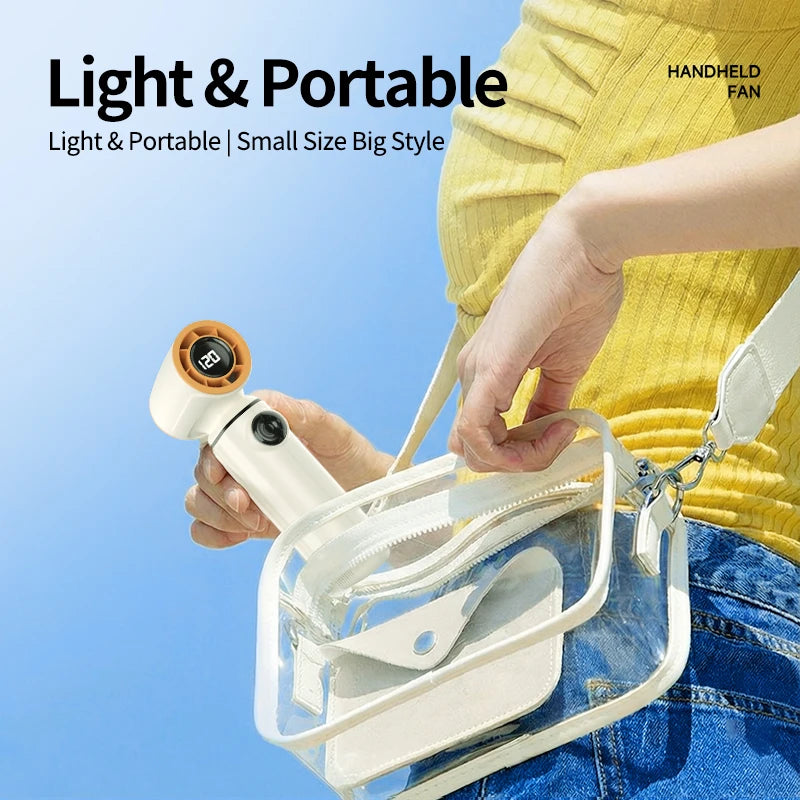 Mini Ventilador de Mano con Pantalla Digital Inteligente, Recargable por USB, Portátil, Batería de Larga Duración, Silencioso y con Viento Potente