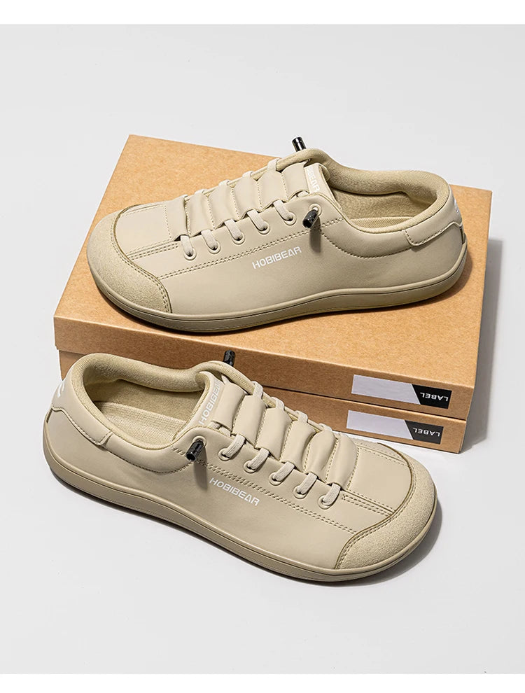HOBIBEAR zapatos descalzos Unisex punta ancha zapatillas de deporte de cuero Artificial Zero Drop Slip On zapatos cómodos ligeros al aire libre