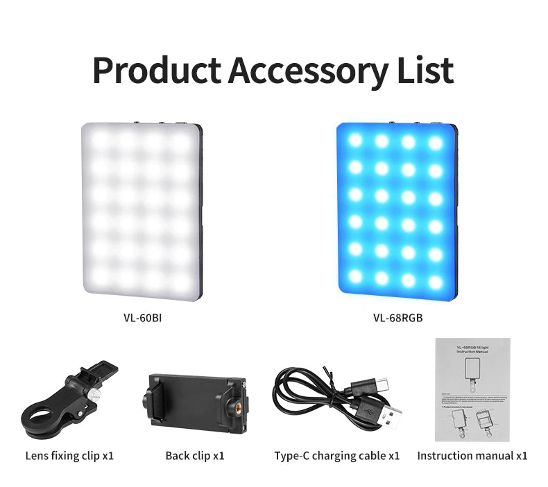 Mini luz de relleno RGB LED de bolsillo recto, iluminación para fotografía y vídeo, Clip Vlog en vivo para teléfono, iPhone, iPad, cámara portátil