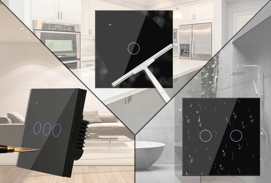 Interruptor inteligente de encendido y apagado con WiFi, dispositivo con botón de encendido de 220V, para pared, Alexa, Google Home, sin cable neutro, UE, dos vías