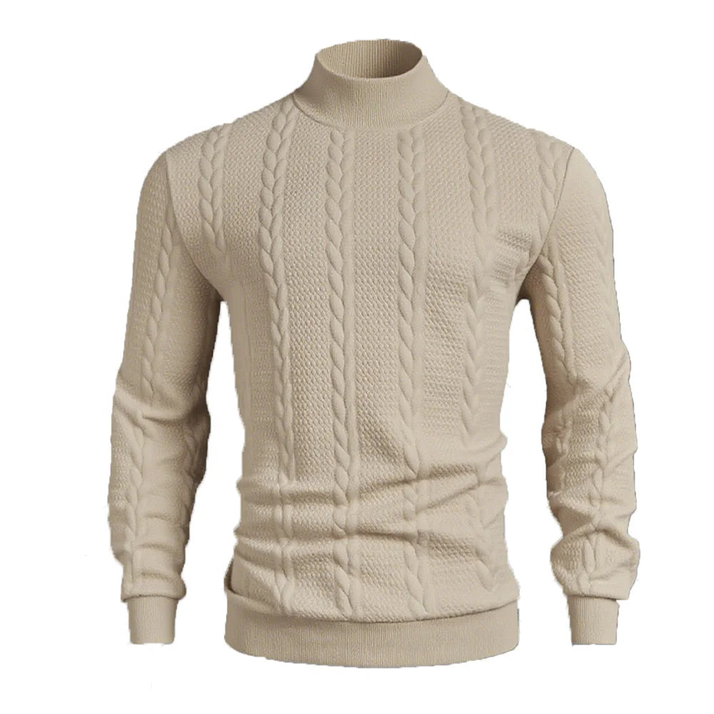 Suéter de Cuello Alto para Hombre - Punto Grueso Vintage Invierno