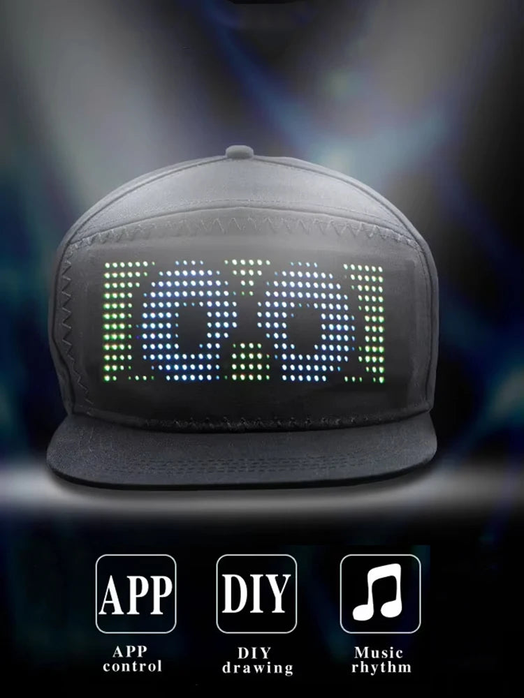2025 nueva gorra LED, Control de aplicaciones en varios idiomas, edición DIY, sombrero genial iluminado (texto, música, imagen, dibujo) para hombres y mujeres