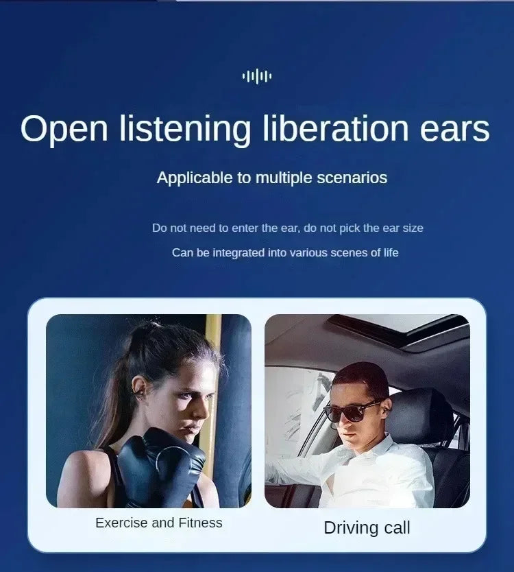 Auriculares Bluetooth 5,3 auriculares inalámbricos de conducción ósea Clip oreja música cancelación de ruido llamada HD auriculares deportivos para juegos