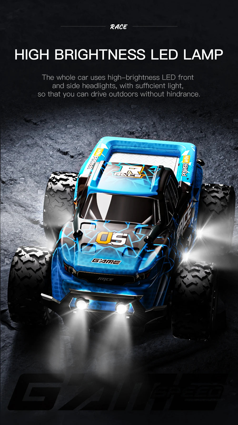 Coche RC ZWN Aleación Todoterreno 1:20 con Luz LED Control Remoto